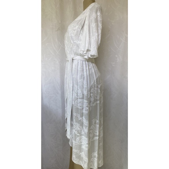 Alice + Olivia Clarine White Wrap Midi Dress V Neck Belt Flutter Sleeve … - Picture 3 of 10